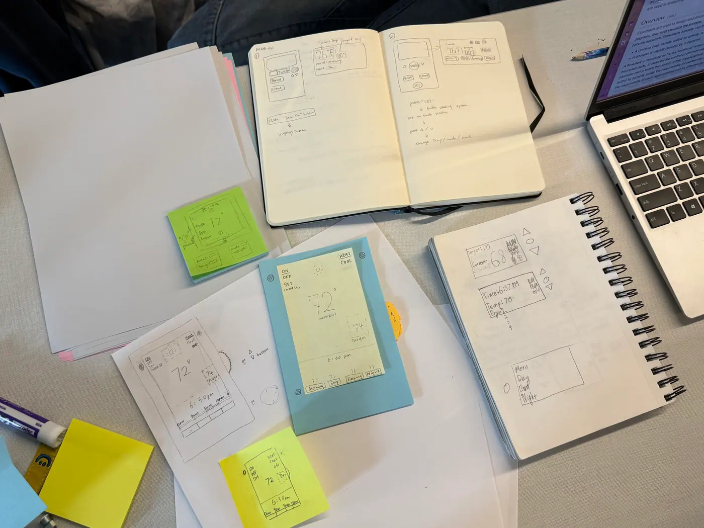 Thermostat paper prototype screen