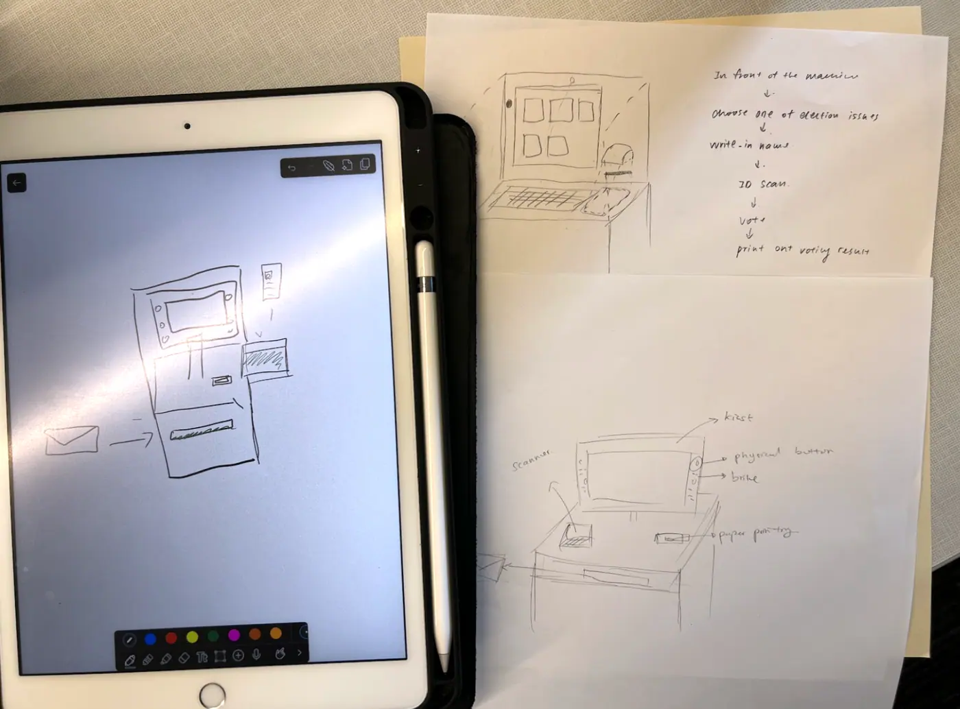 Voting machine early sketches