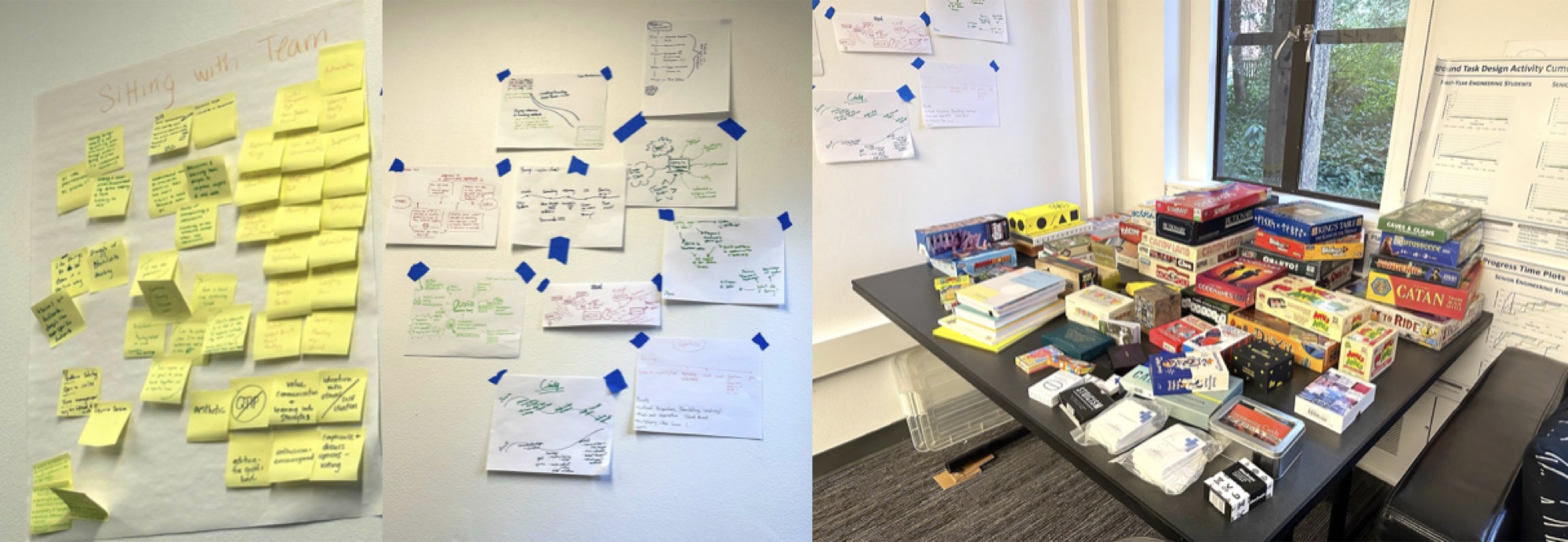 Affinity wall, early sketches, and published cooperative games used for analysis