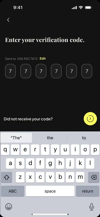 Six-digit verification code