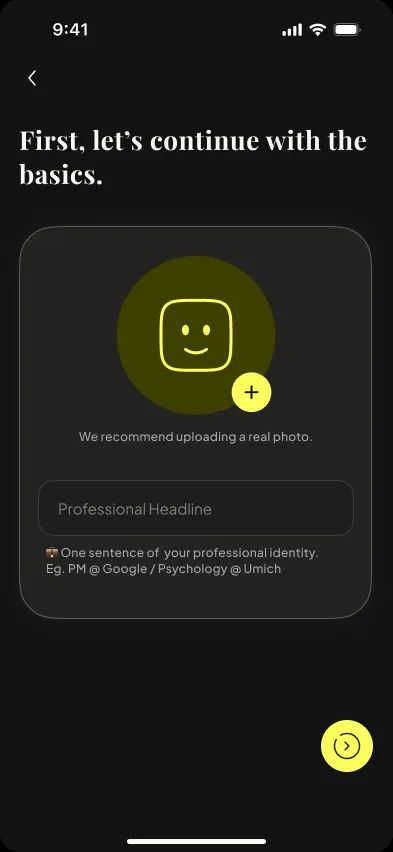 Profile basics: photo and headline