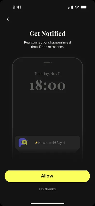 Get notified permission screen